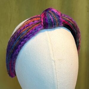 Multicolor Knitted Headband yarn know bow on top feminine colorful